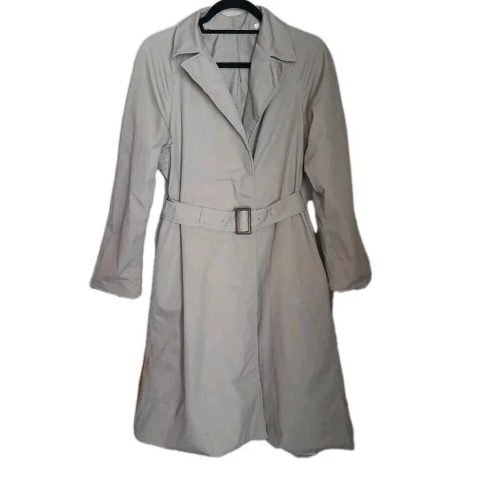 Uniqlo Womens Classic Trench Coat Minimalist Casual Refined Tan Size XS